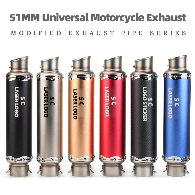 51MM Universal Stainless Steel Carbon Fiber Motorcycle sc Exhaust Muffler Pipefor Racing Motorcycle Exhaust Modify Accessories