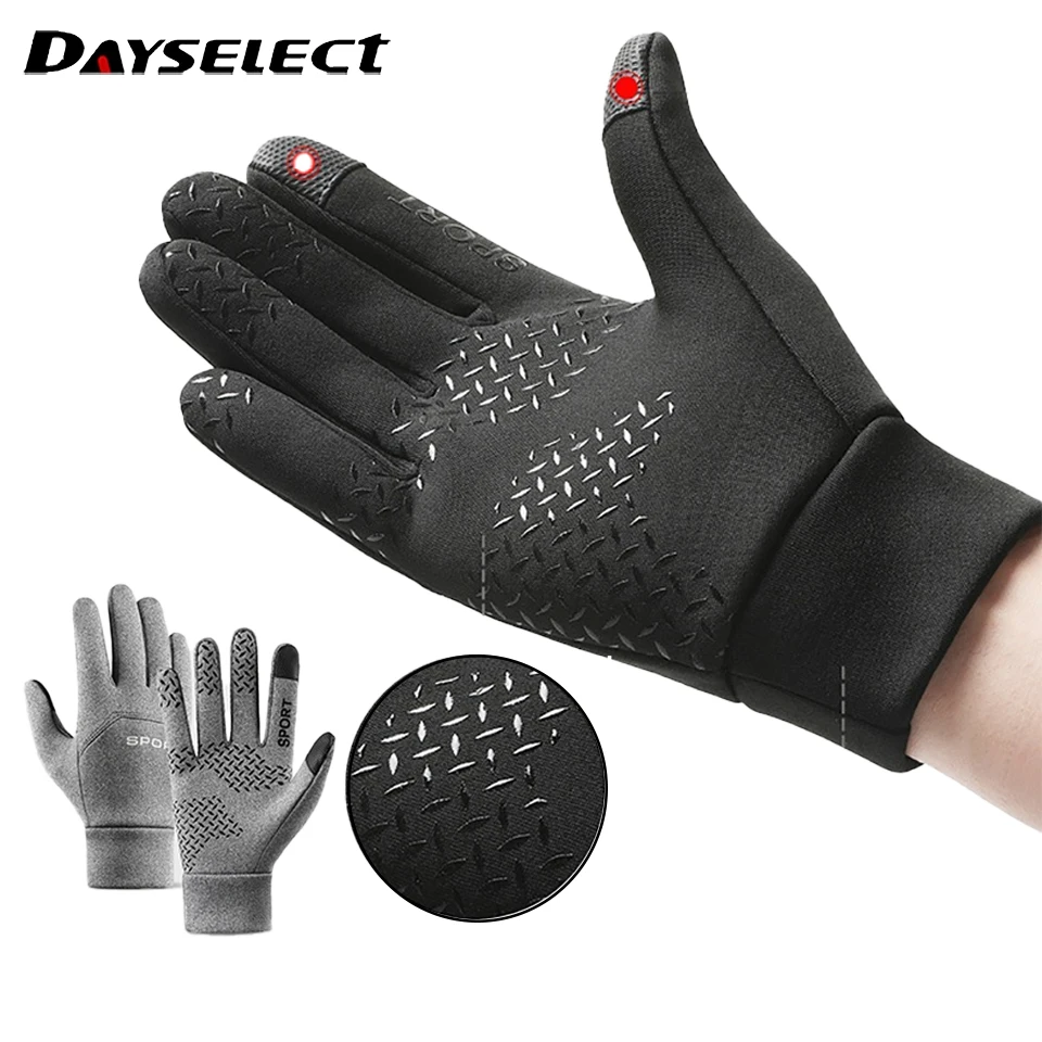 Fishing Gloves Outdoors Waterproof Autumn Winter Add Fleece Warmth Anti-slip Touch Screen Mountain Climbing Cycling Windproof