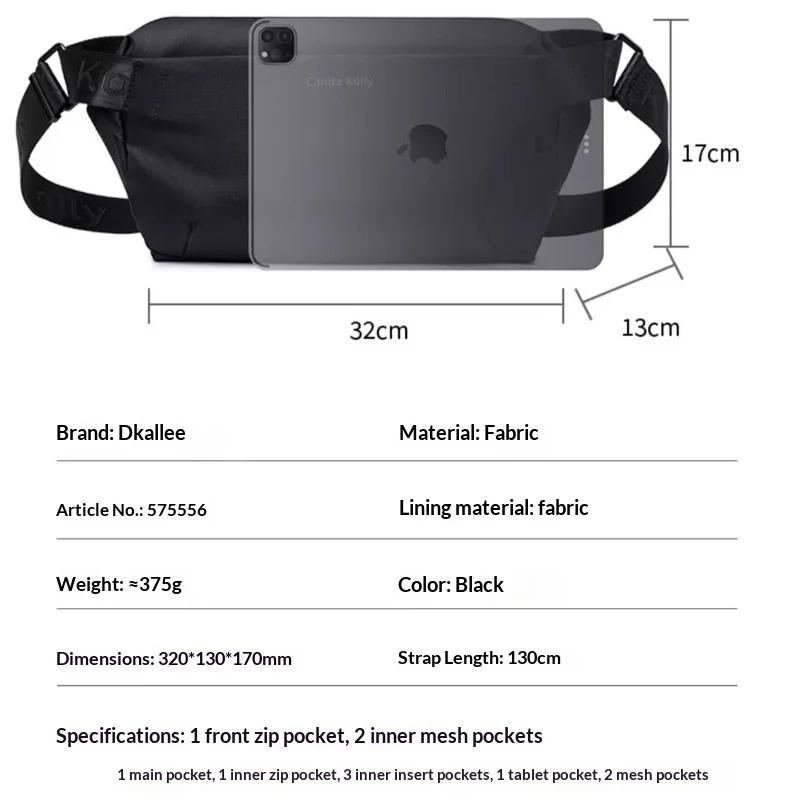 حقيبة كروس رجالية كاجوال من البوليستر مقاومة للماء وخفيفة الوزن للتنقل لركوب الدراجات حقيبة كتف واحدة وظيفية للرجال
