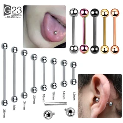 5pc Titanium Tongue Ring Piercings External Threaded Industrial Barbell Tongue Bar Ear Tragus Helix Ear Piercing Body Jewelry