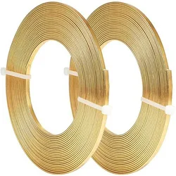 10m (33FT) 3mm Wide Gold Aluminum Flat Wire Anodized Flat Artistic Wire for Jewelry Craft Beading Making 5m/Roll