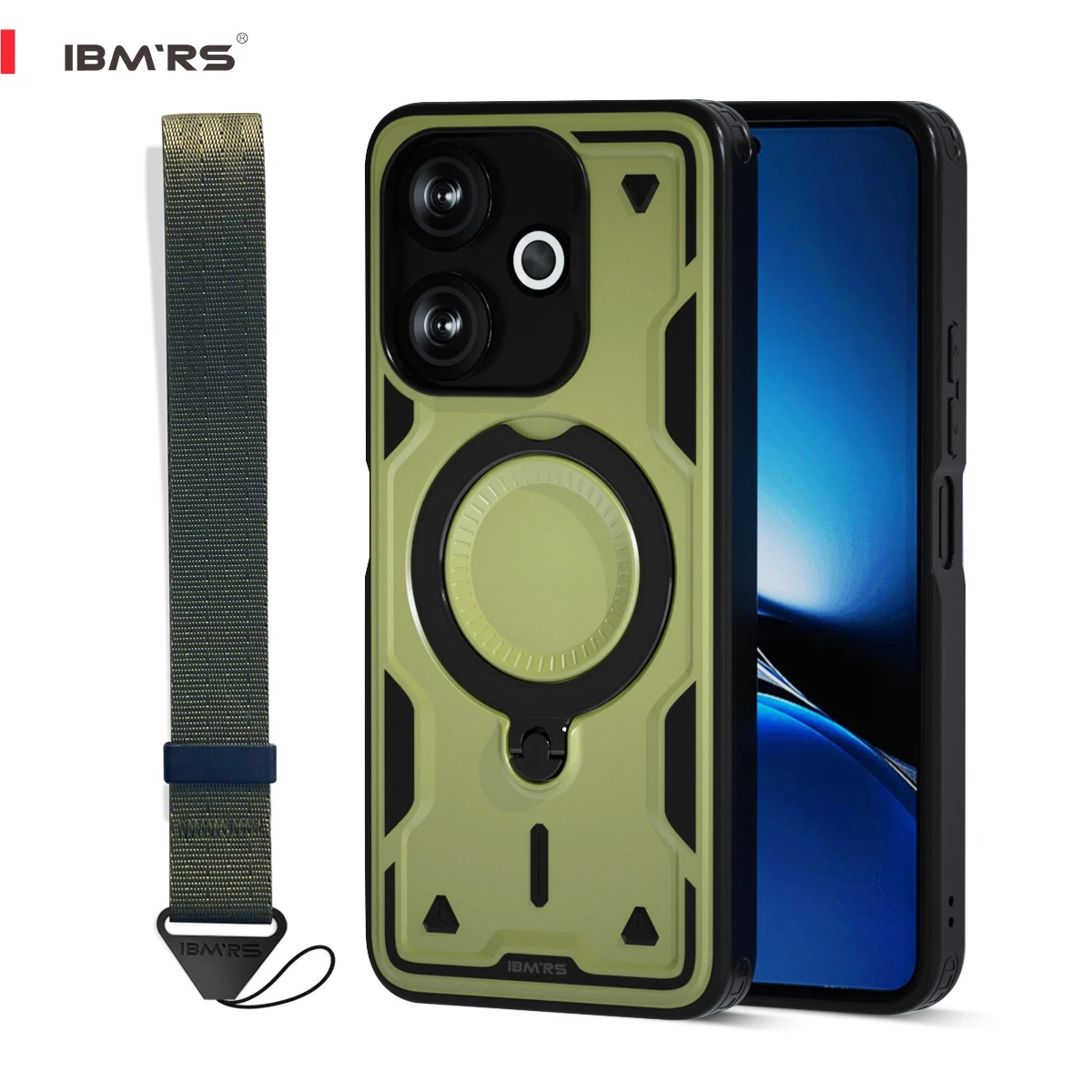 

For Redmi 13X Case, [Magnetic Kickstand] 3-in-1 Cover, Military Grade Shockproof with Wrist Strap & Anti-Yellowing