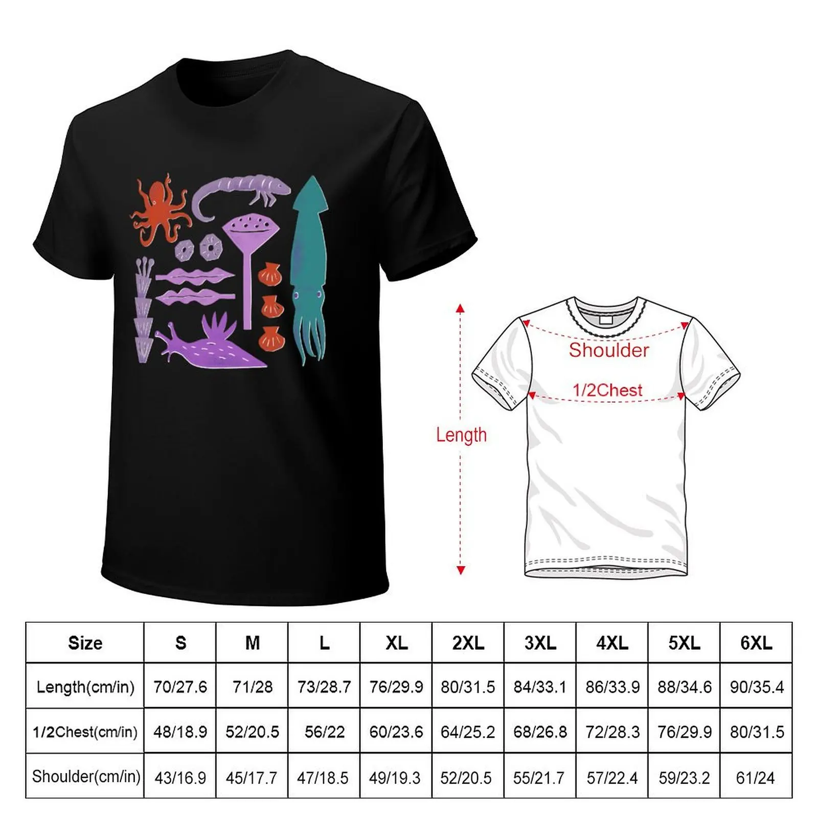 Sea Creatures T-Shirt Plus Size Summer Casual T-Shirt