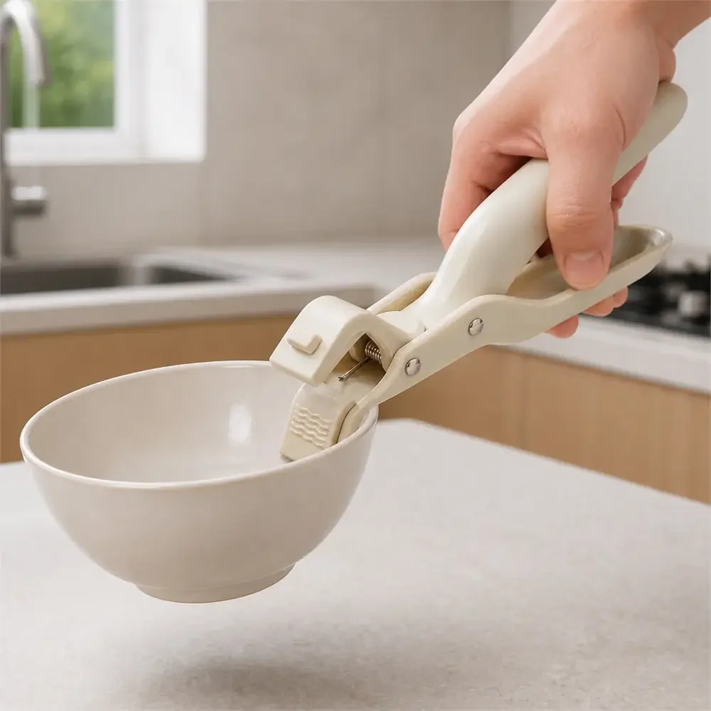 Heat Resistant Bowl Lifter Clip Warm White Matcha Green Nordic Gray Hot Plates Bowls Steaming Kitchen Safety Gripper Tool Set
