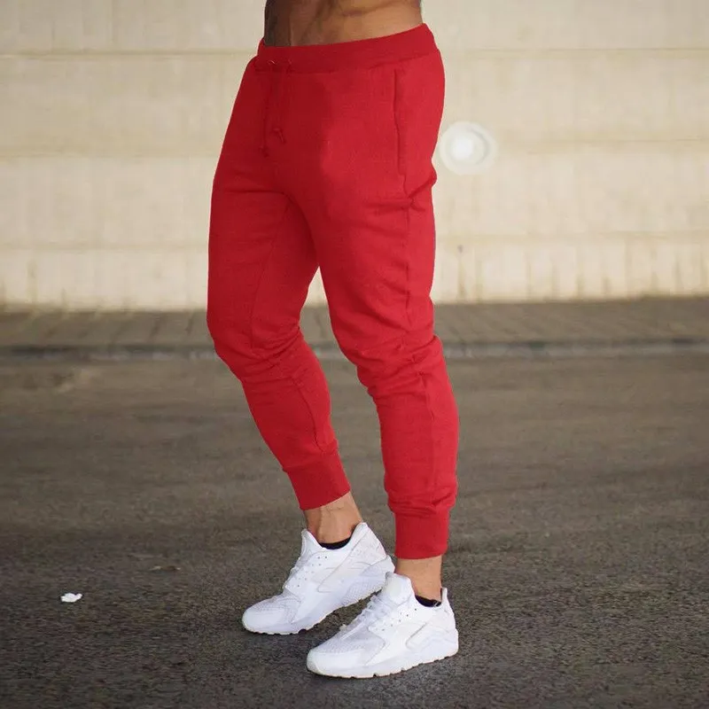 

Summer New Men's Casual Tethered Sports Tights Low Waist Polyester Straight Leg Long Pants Basic Color Trendy Sportswear