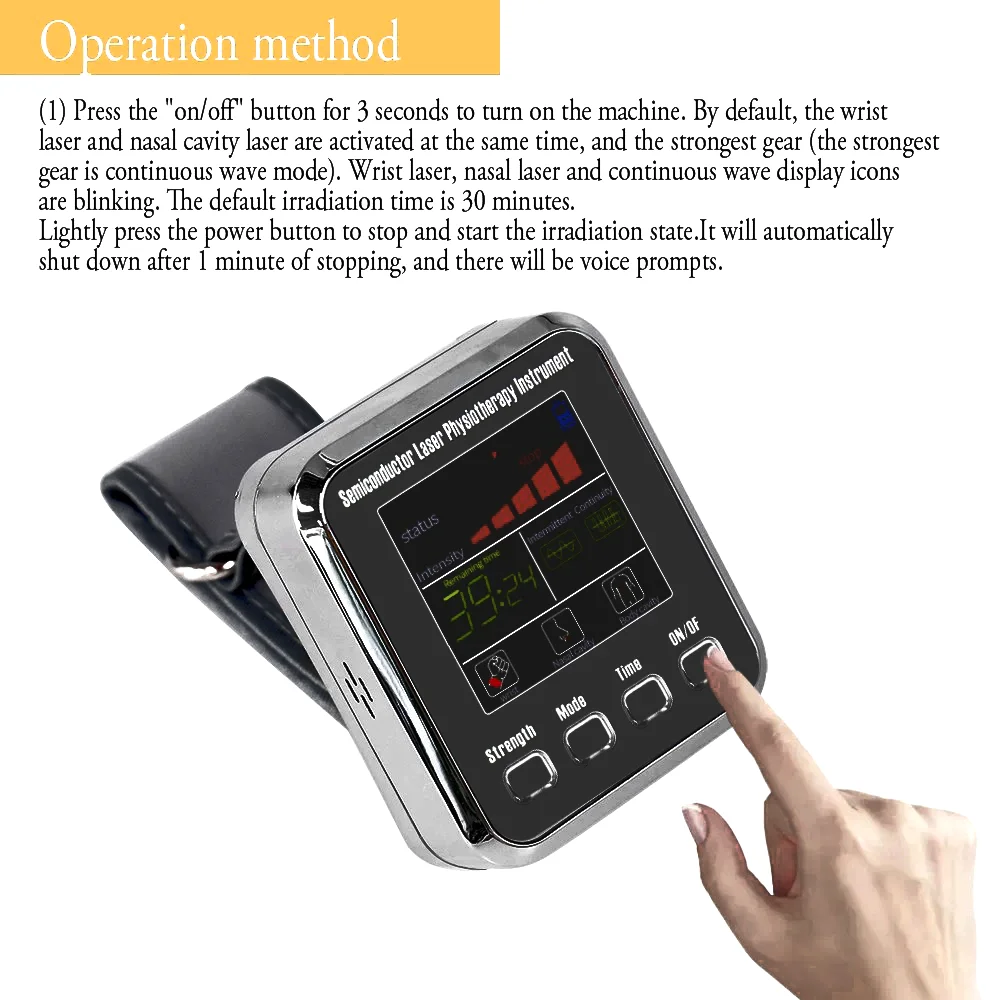 

650nm Laser Physiotherapy Wrist Watch Diabetes Hypertension Treatment High Blood Pressure Laser Sinusitis Dizziness
