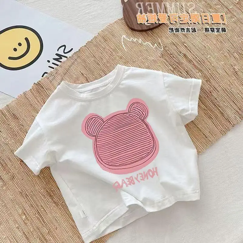 

1-8Y Children's Cotton T-shirts for Girls Boys Cute Clothing Short-sleeve Baby Kids Cartoon Print Tops Shirts