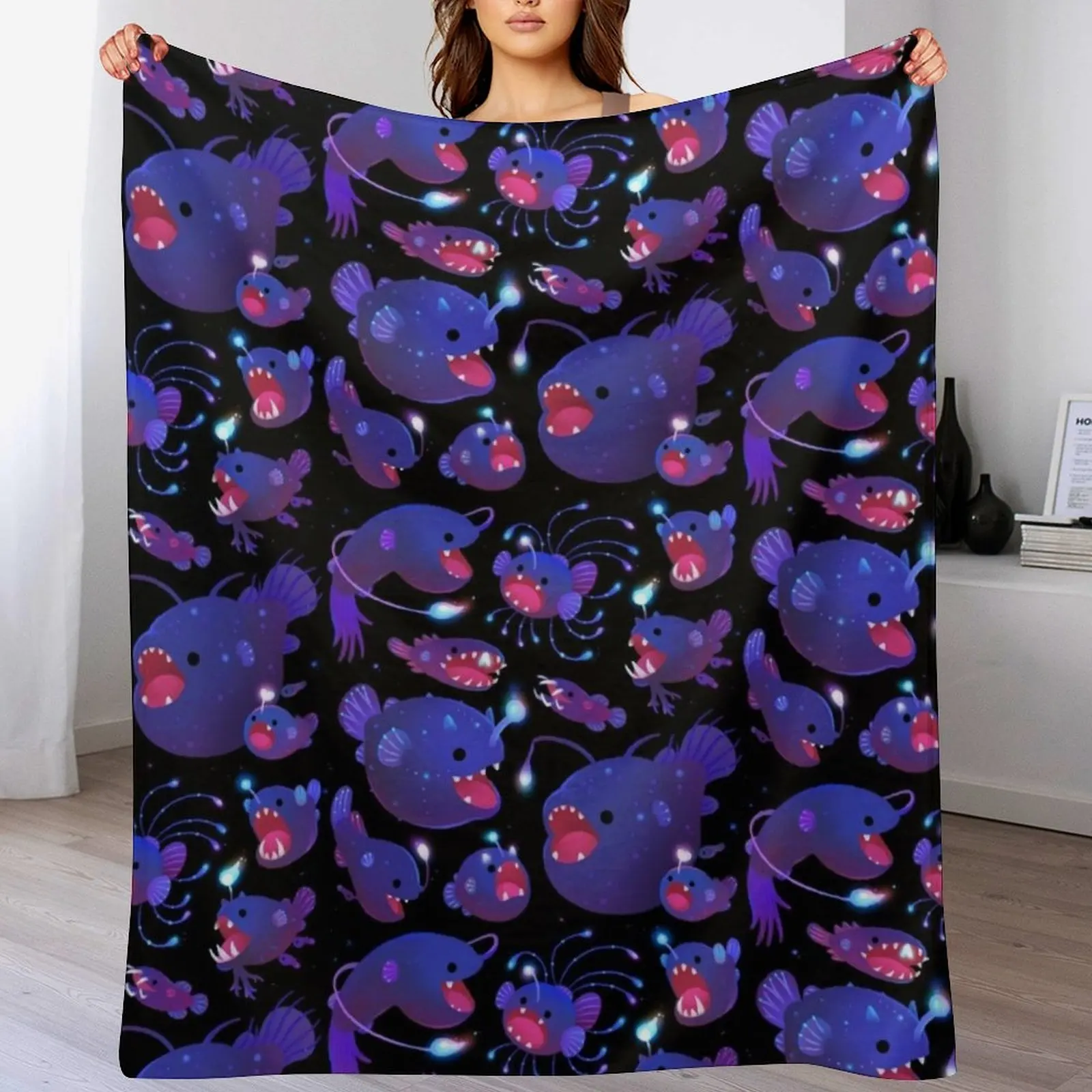 

Seadevil Throw Blanket funny gift Designers Flannel Thin Blankets