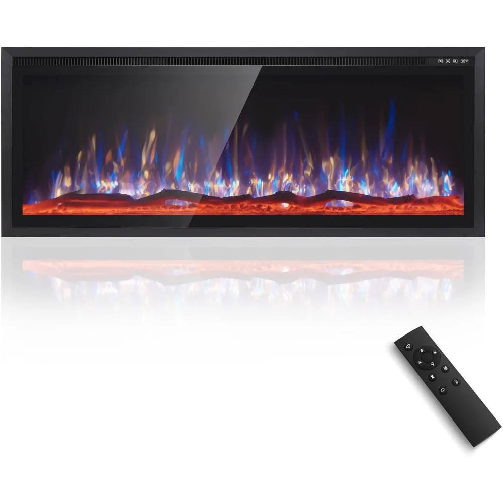 Electric Fireplace  Wall Mounted with Remote Control, Recessed Fire Place Heater Ultra Thin Slim for Indoor Use