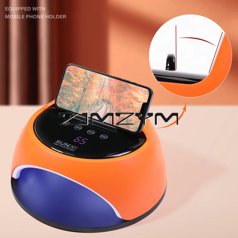 Lâmpada de unha LED UV profissional com suporte do telefone, Secador de gel polonês, Lâmpada de cura com sensor automático, alta potência, 360W