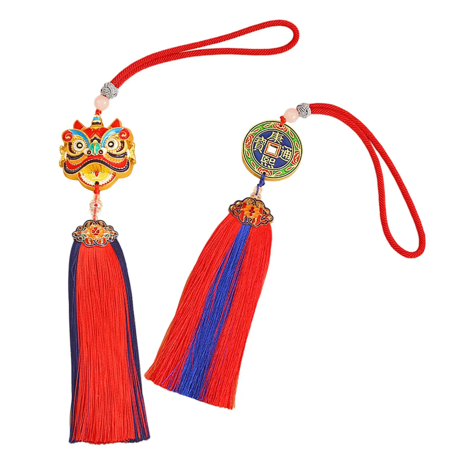 Rearview Mirror Pendant Dangle Ornament Alloy Car Accessory Feng Shui Decor Tassel Gift for Birthday Car Interior