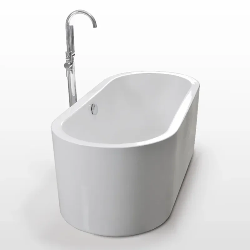 Slim Edge Acrylic Freestanding Bathtub Compact Adult Soaking Tub for Small Apartment Hotel Home Leisure