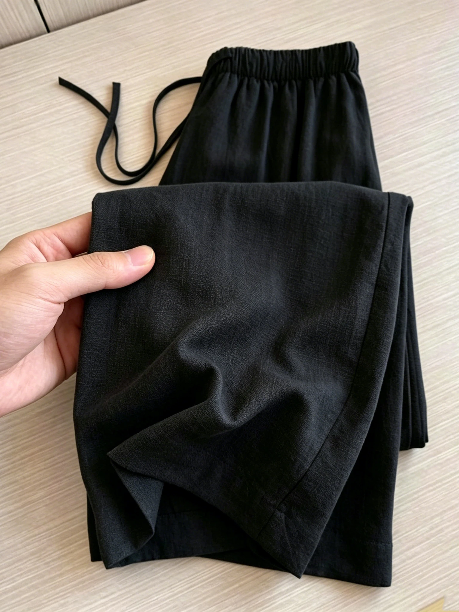 

Black Drawstring High Waist Wide Leg Pants Women's Summer New Style Thinming Loose Fit Casual Trousers Korean Style Commute