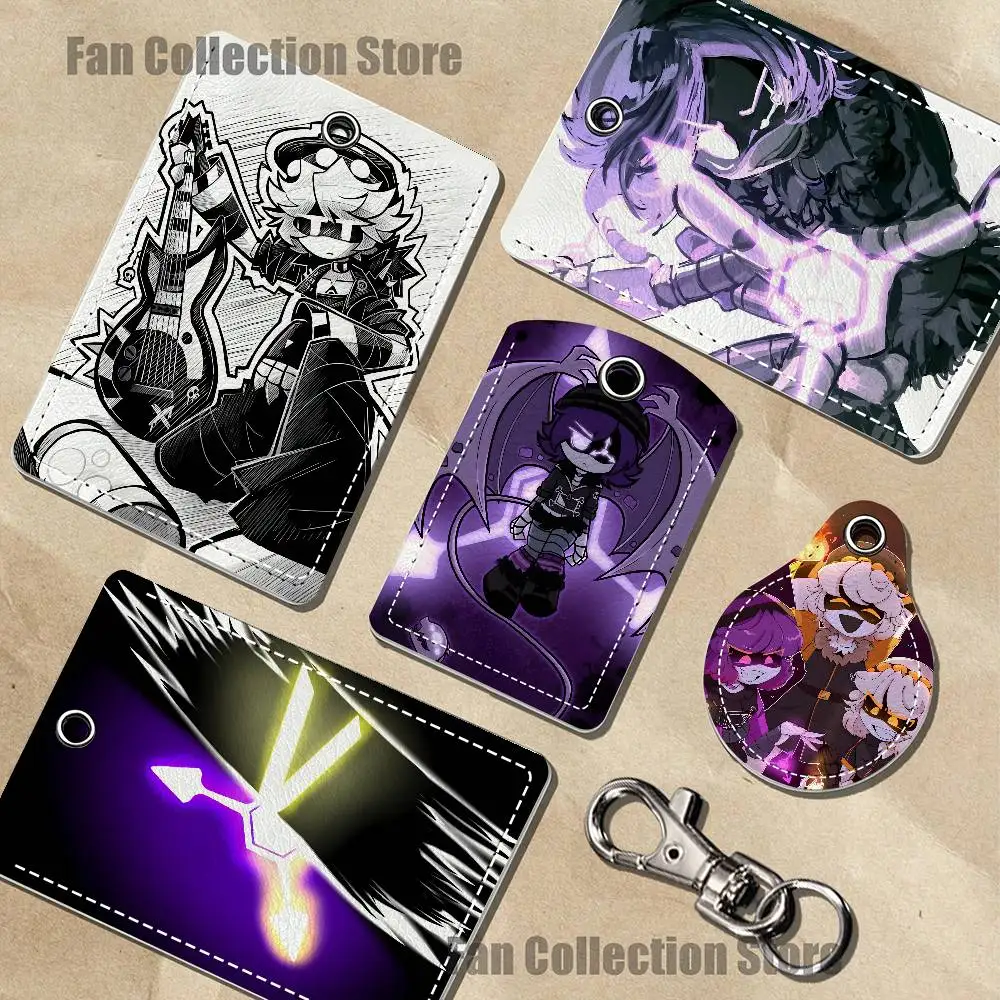 M-Murder D-Drones UZI N PU Leather Card Holder Keychain Key Ring Door Lock Access Tag ID Access Card Air Tag Case Keychain Card