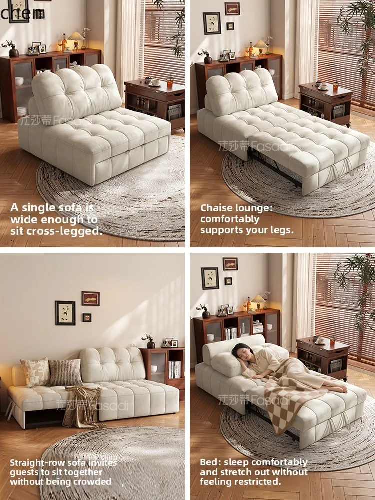 HT Fabric Sofa Bed Foldable Living Room Multifunctional Seating and Sleeping Dual-use Extendable Sofa Bed
