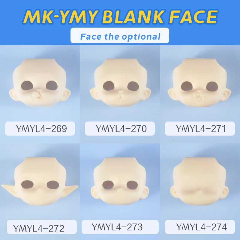 YMY-Remplacement du visage vierge GSC sans maquillage, visage ouvert, paupière, accessoires au beurre, jouet de bricolage pour tête GSC, 1/12 bjd, ob11