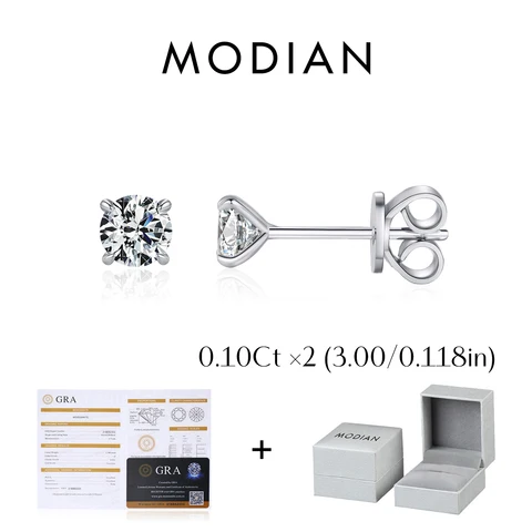 Серьги-гвоздики Modian из серебра с муассанитом