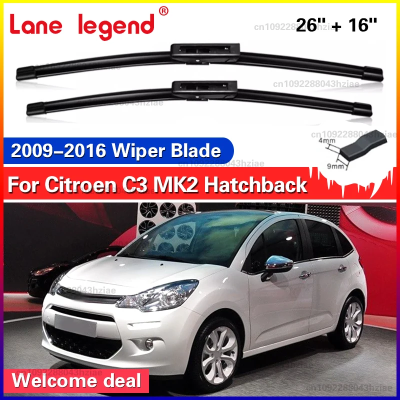 Scheibenwischer vorne Wischerblätter Set für Citroen C3 MK2 Schrägheck 2009–2016 2010 2011 2012 2013 Windschutzscheibe Windschutzscheibe Fenster 26"+16"