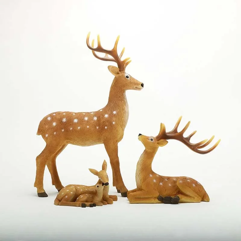 Resin Deer Wildlife Animal Antlers Garden Accessories Figurines Statue Indoor Outdoor Decoration Ornaments Gifts Yard Lawn Decor