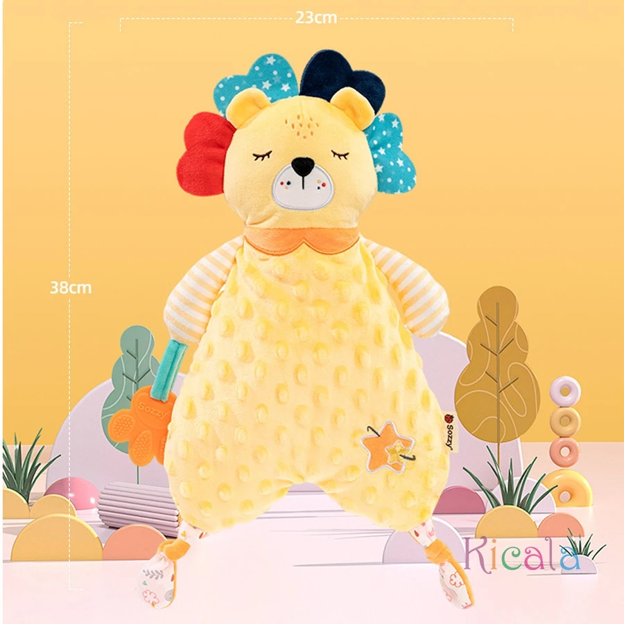 新生児用ぬいぐるみ、かわいい動物の毛布、ライオン、ゾウ、安心毛布、ベビーギフト