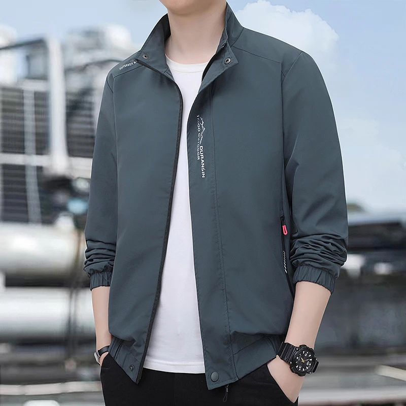 

High Quali Korean Sle Fce Lined Thiened Stand Collar Men's Jaet Spring Autumn Winter New Arrival Casual Trendy