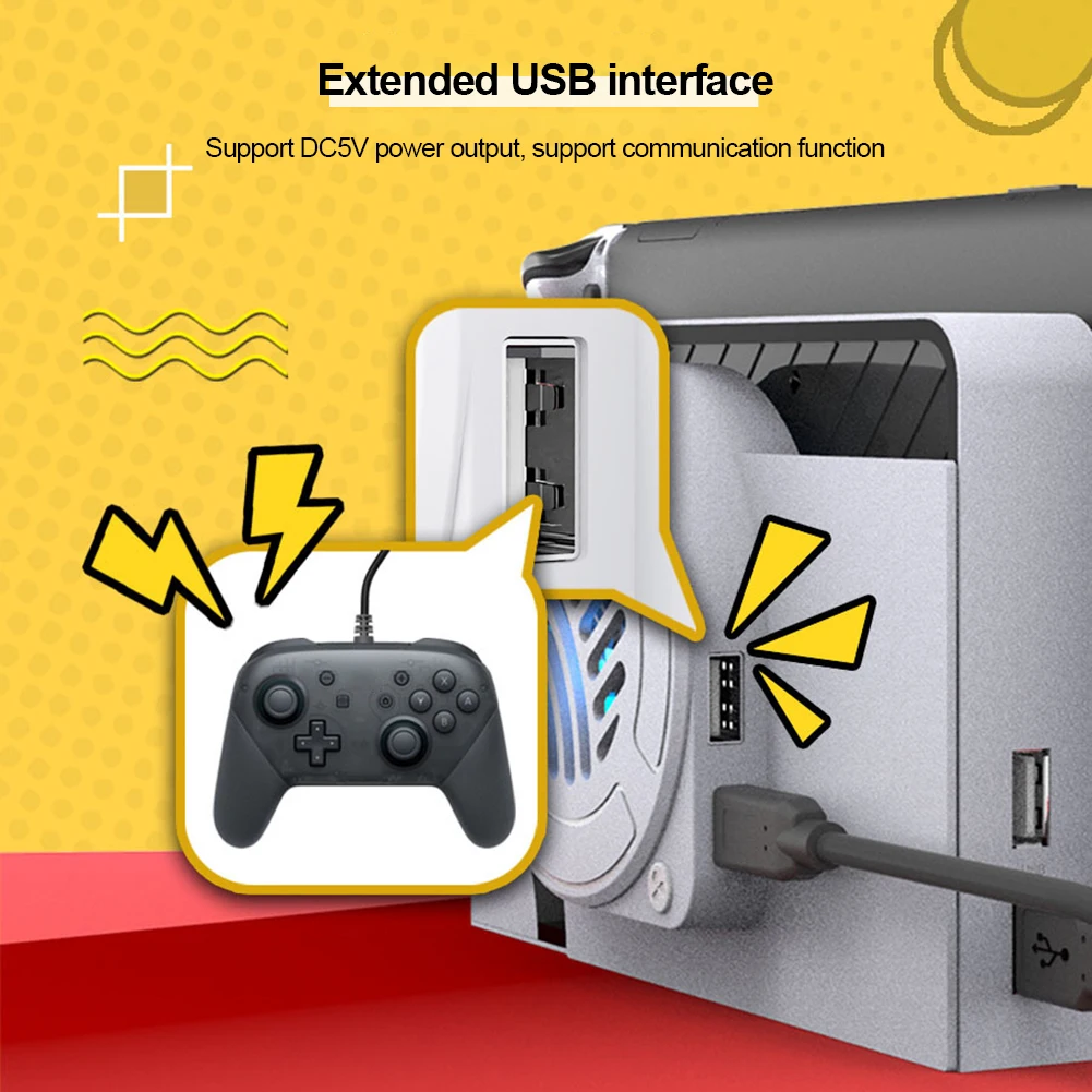 Turbo Radiator with Light Game Console Base Cooler Radiator Base Docking Station Radiator for Nintendo Switch OLED Accessories