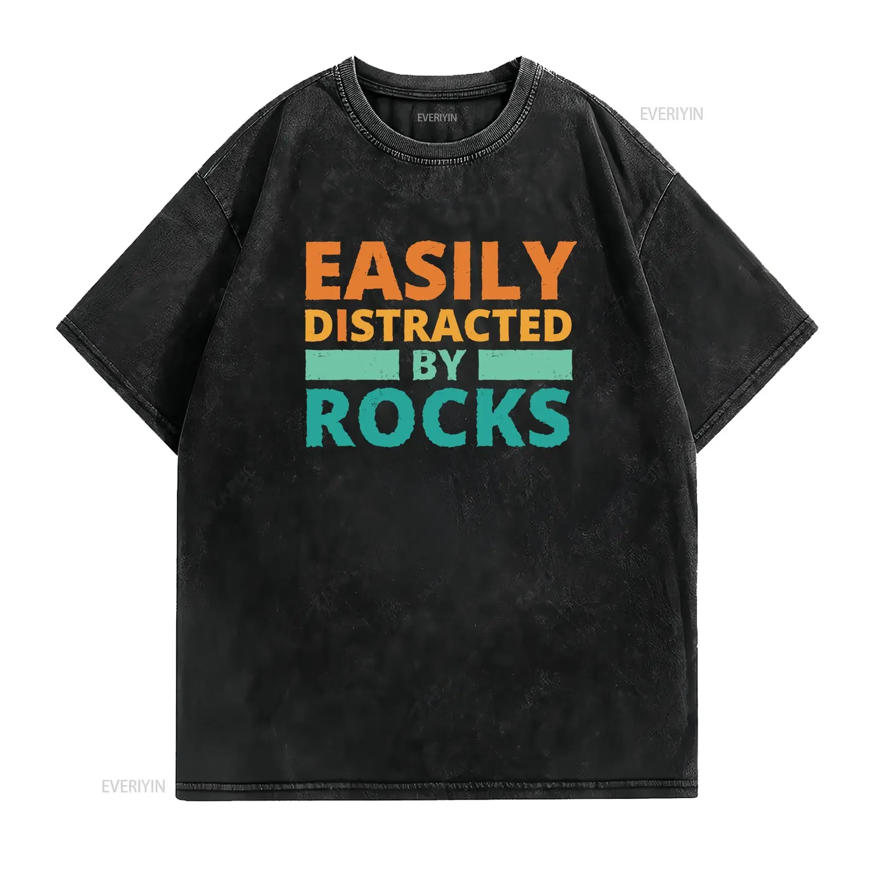 Vintage Retro Funny Easily Distracted By Rocks Geology Rock Lover Print Casual T Shirt vintage Washed Unisex Breathable