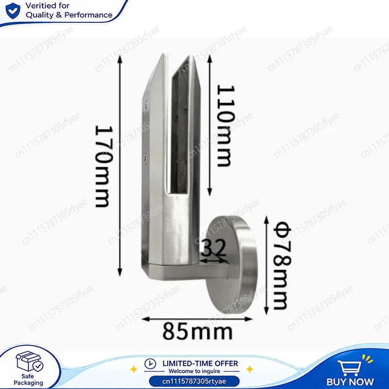 304 Stainless Steel Glass Fixing Clamp for Stair Handrail Post Balcony Frameless Glass Side Mounted Railing Base Bracket Holder