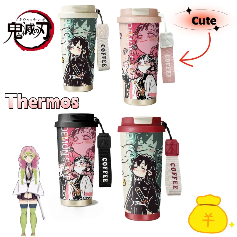 Demon Slayer Kochou Shinobu Tokitou Muichirou creativo de alto valor de acero inoxidable taza aislada de gran capacidad Linda botella de agua