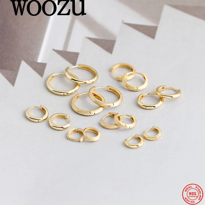 

WOOZU 925 Sterling Silver Minimalist Jewelry Accessories Classic Multi-size Round Earrings for Women Fashion Daily Matte Smooth