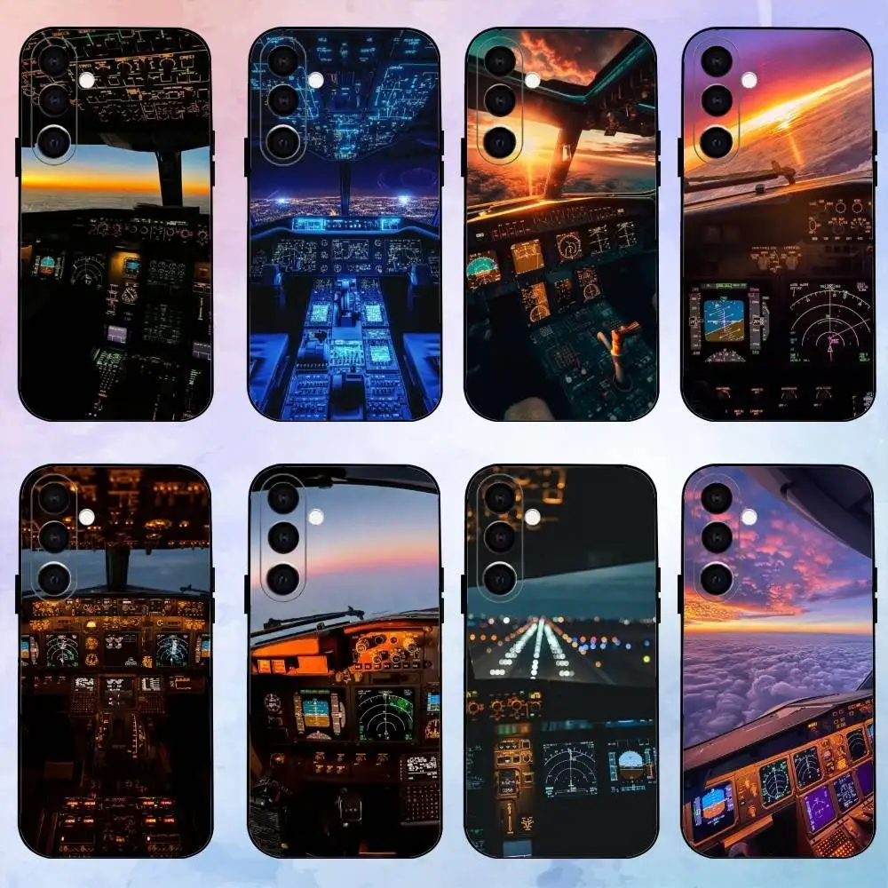 

Aviation Cockpit Pilot Phone Case For Samsung Galaxy A73,A72,A71,A70,A53,A52,A51,Others Soft Black Shell