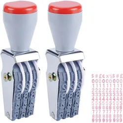 2 Pcs Rubber Number Roller Stamps 3 Digits Adjustable Personalized Symbol Stamps Date Stamp Rolling Wheel Stamp Multi-Function