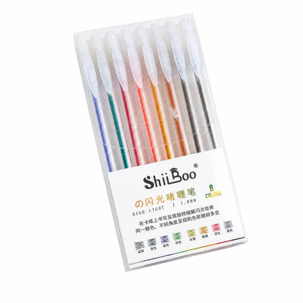 8-60pcs Glitter Ink Glitter Gel Pens Fine Tip Multicolor Gel Ink Pens Translucent Barrel Smooth Writing Coloring Pens