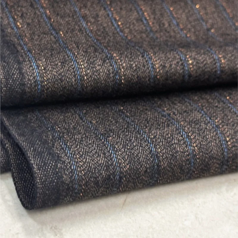 Golden line thickened brushed fine spun fabric bright silk high-quality soft and glutinous woolen for clothing