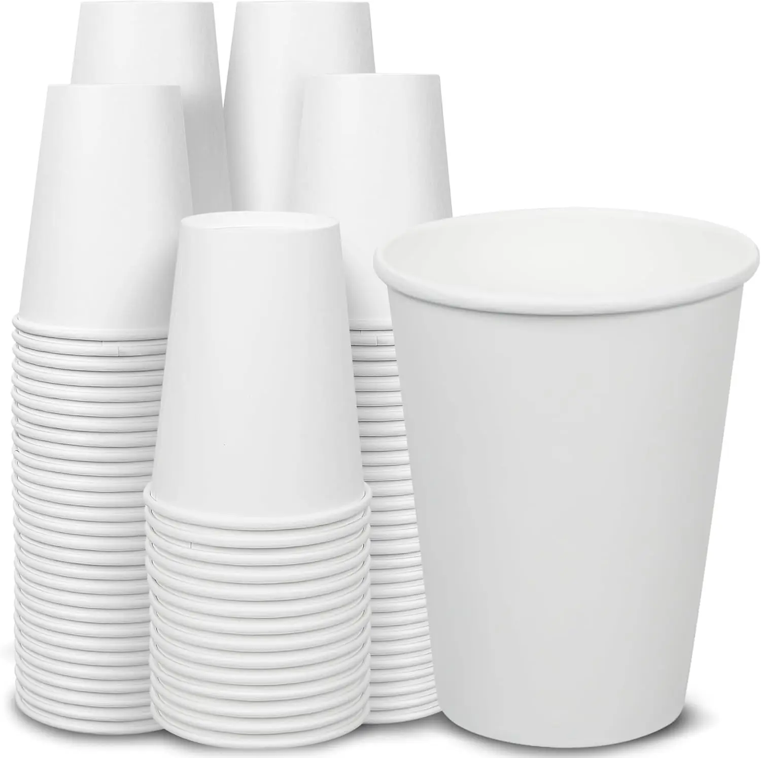 

200 Count 12 oz Disposable Coffee Cups Leak Proof Paper Cups Thickened Paper White Hot Coffee Cups