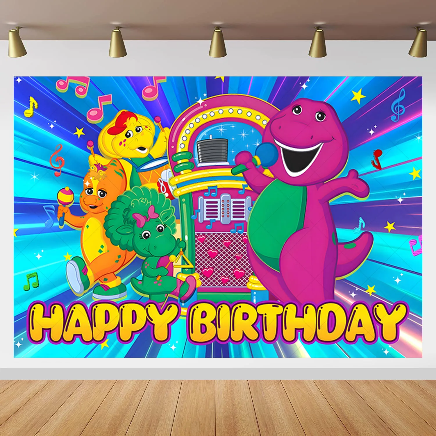 Disney Muppets Barney Dinosaur Backdrop Kids Birthday Decoration Background Vinyl Polyester Photography Decor Props