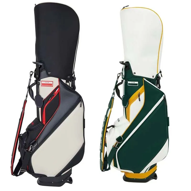 Professional Golf Stand Bags Standard Waterproof PU Travel Sport Package Large Capacitytraining Accessory Green Black Color