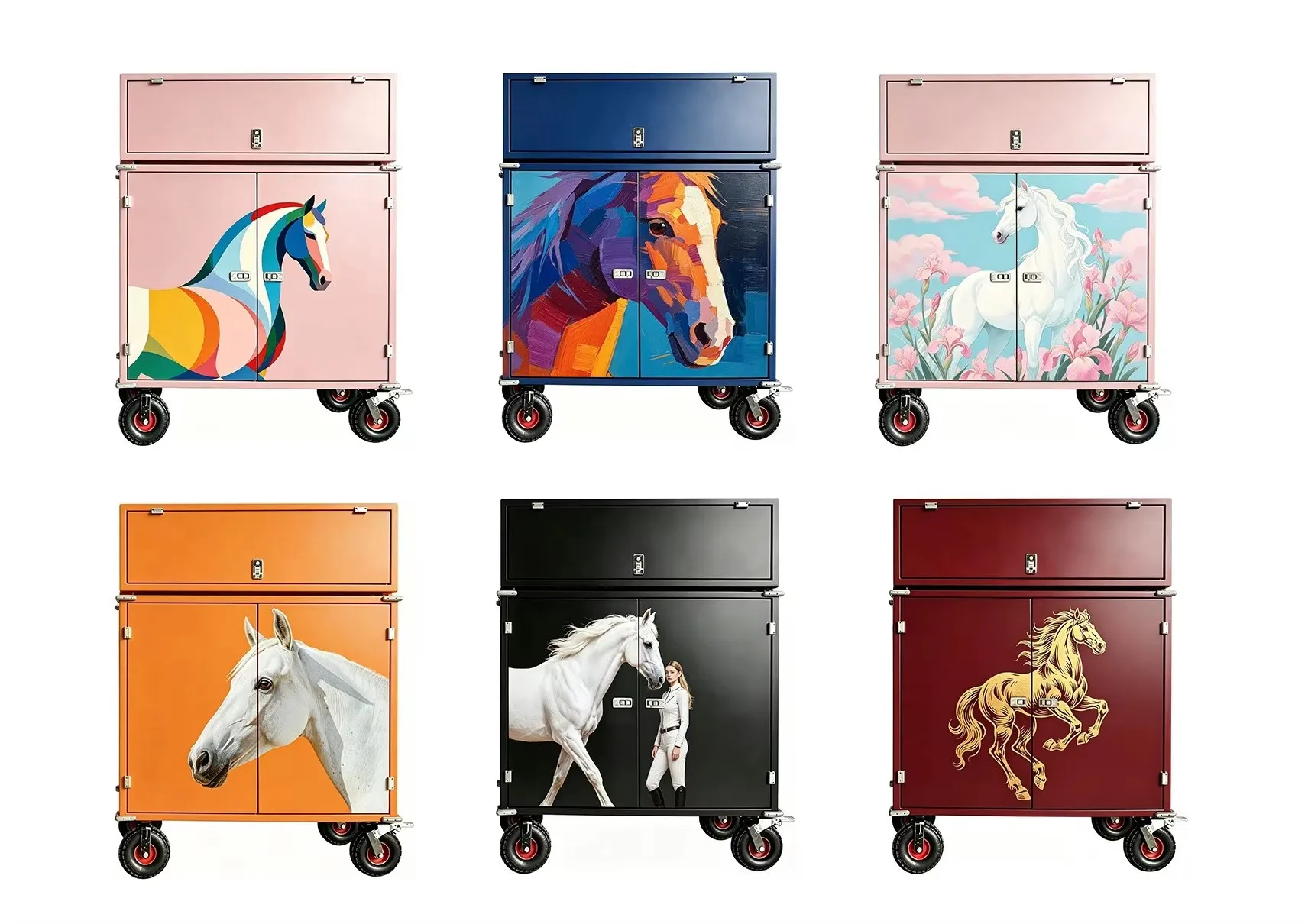 Modern Outdoor Steel Horse Tack Trunk Locker Stable Cabinet Equestrian Storage for Horse Riding Gear