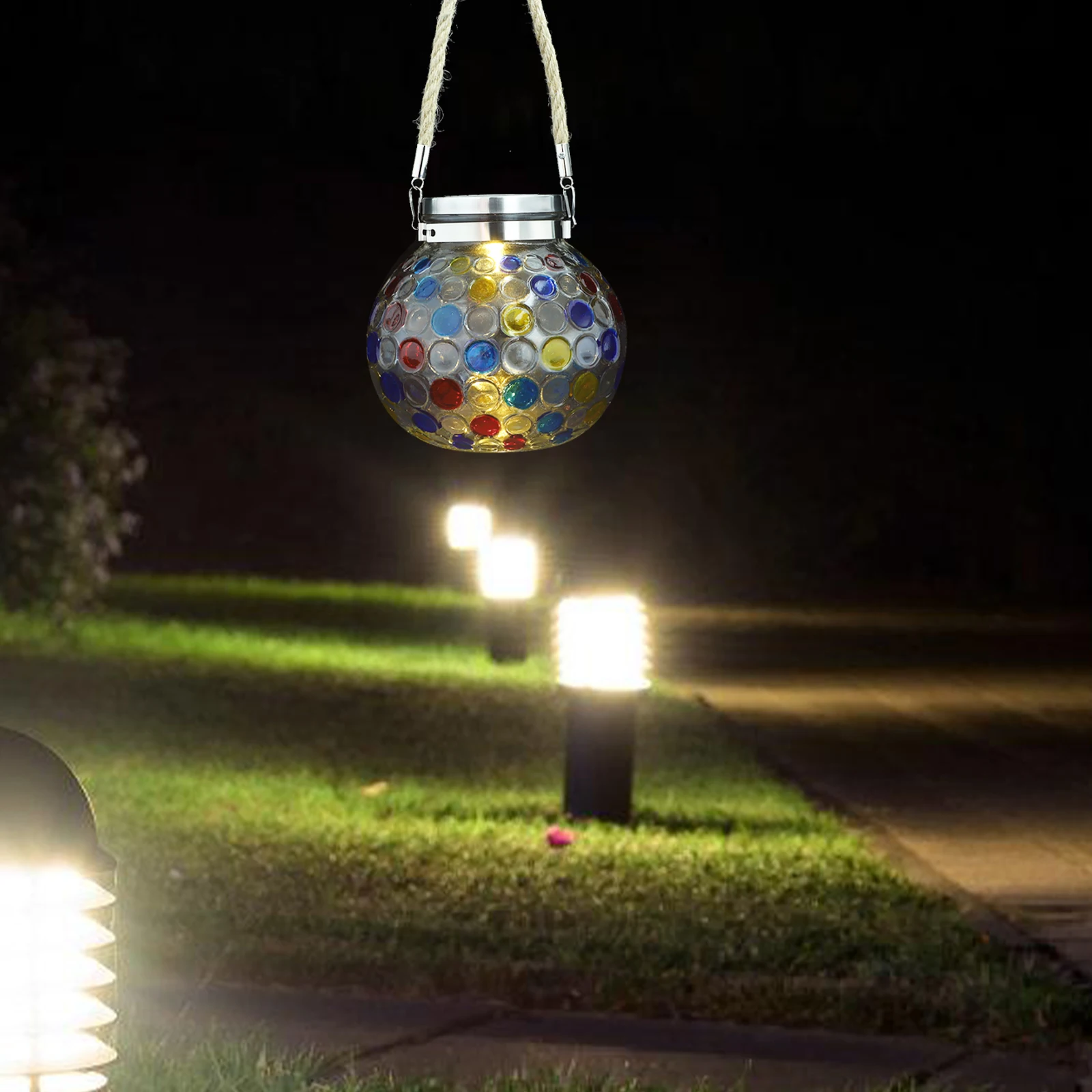 

Decorations Solar Decorative Lights Hanging Lamp for Courtyard Powered Glass Jar Outdoor