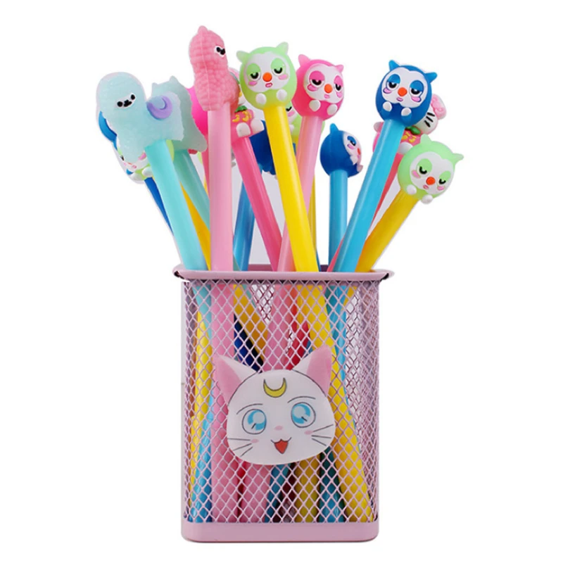 30/40/50 Stks/partij Cartoon Kawaii Gel Pen School Kantoorbenodigdheden Willekeurig Patroon Neutrale Pennen 0.5Mm Zwarte Inkt Schrijfbenodigdheden