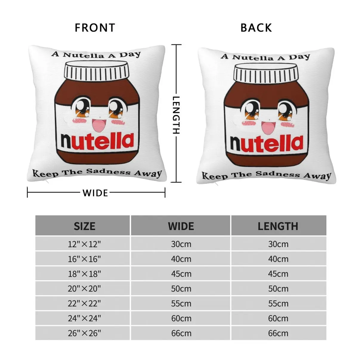 Nutella Keep The Sadness Away Pillowcase Polyester Linen Velvet Creative Decorative Throw Pillow Case Home Cushion Cover 45x45