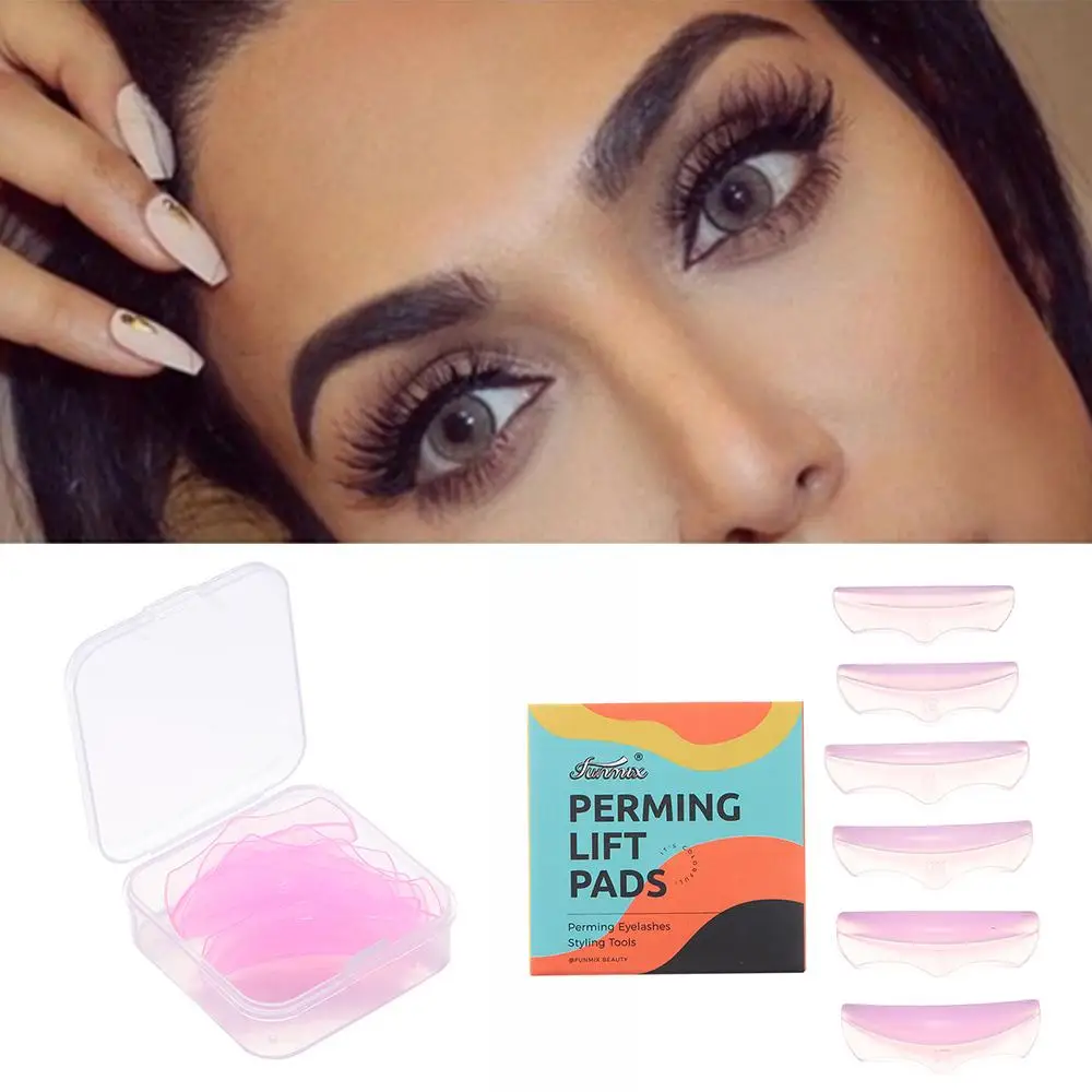 6 คู่อุปกรณ์แต่งหน้าซิลิโคน Eyelash Perm Pad Reusable Applicator เครื่องมือ Eye Lashes ขนตายกชุด DIY