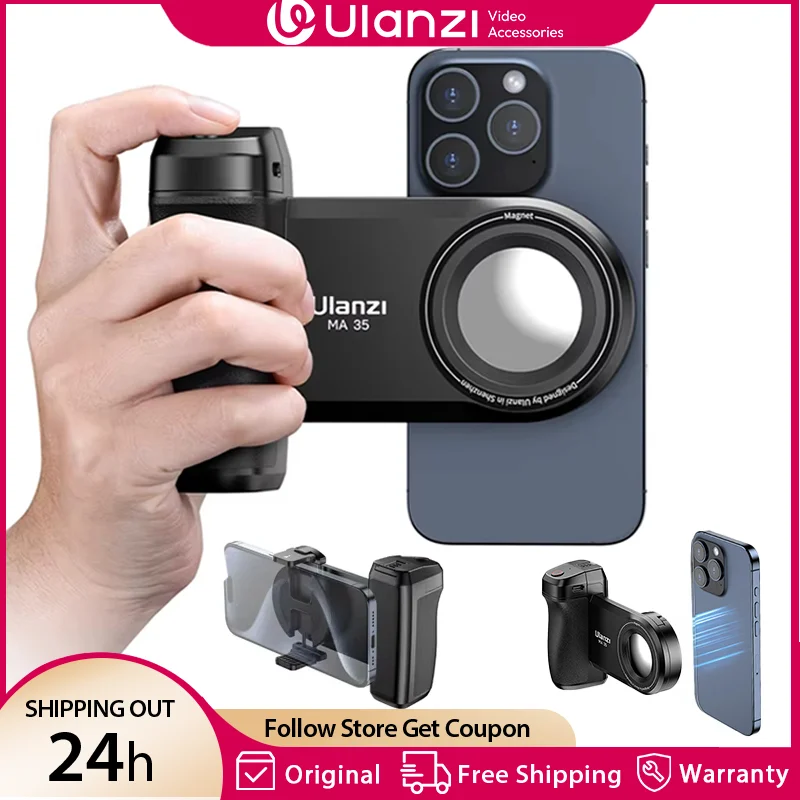 Ulanzi MA35 MagSafe Bluetooth Shutter Smartphone Camera Handle Grip Selfie Stablizer Vertical Horizontal Shooting for Phone