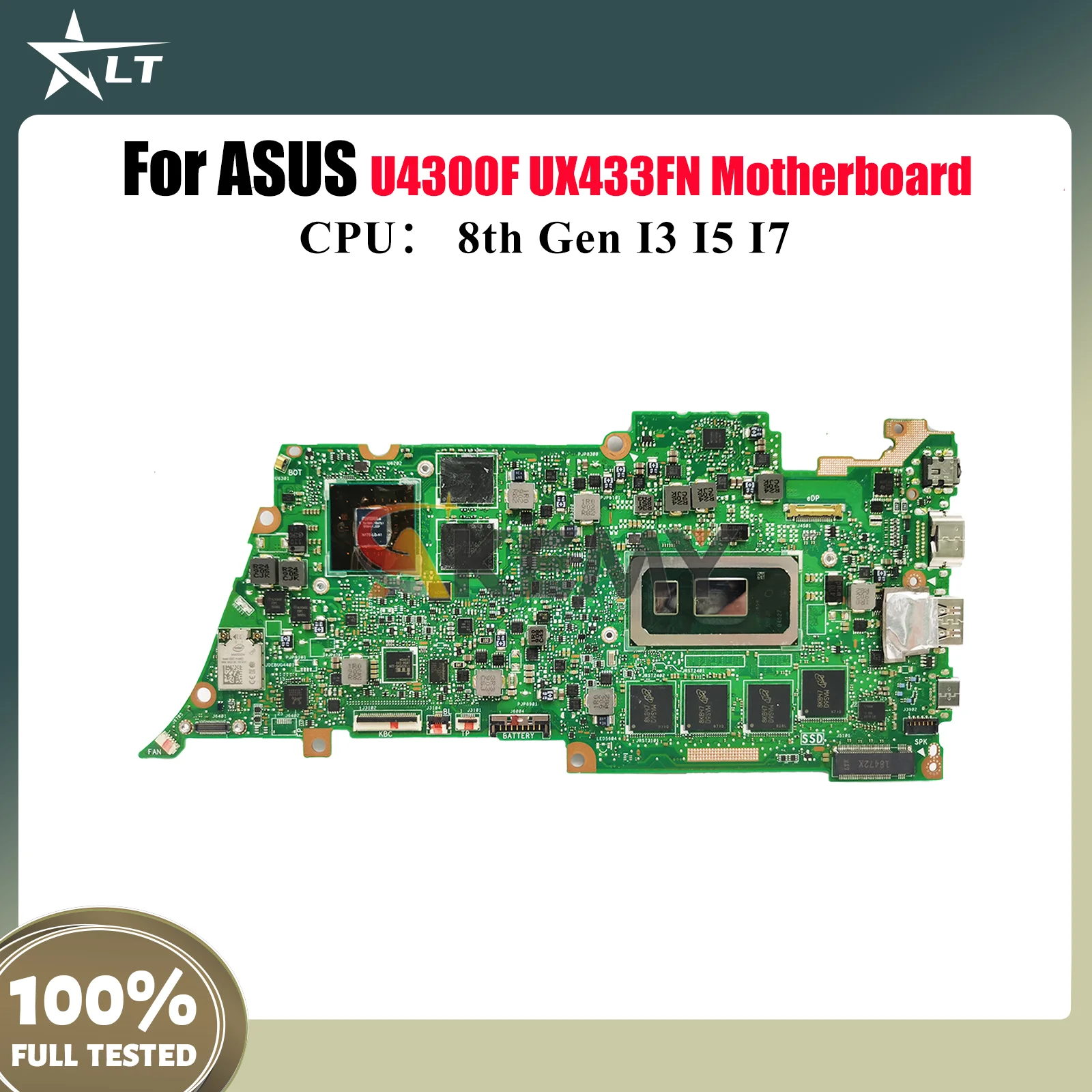 

UX433FN Laptop Motherboard For ASUS ZenBook UX433FN UX433F U4300F Notebook Mainboard With I3 I5 I7 CPU 100% tests OK fast ship
