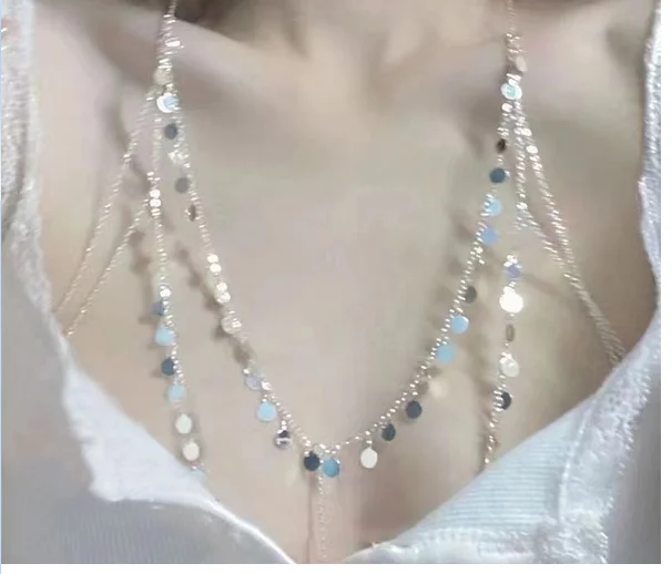 유럽과 미국의 연회 스타일 신부 술 어깨 체인 목걸이 새로운 지르콘 체인 복고풍 코트 스타일 바디