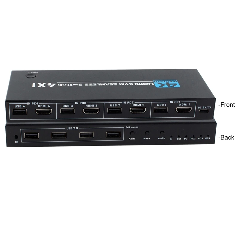 Fotografia 6: Multiplexador de Vídeo HDMI 4x1 KVM 4 em 1 Saída 1080p 4K, Comutador Contínuo de 4 Canais para Compartilhamento de Mouse e Teclado entre 4 PCs e Monitor