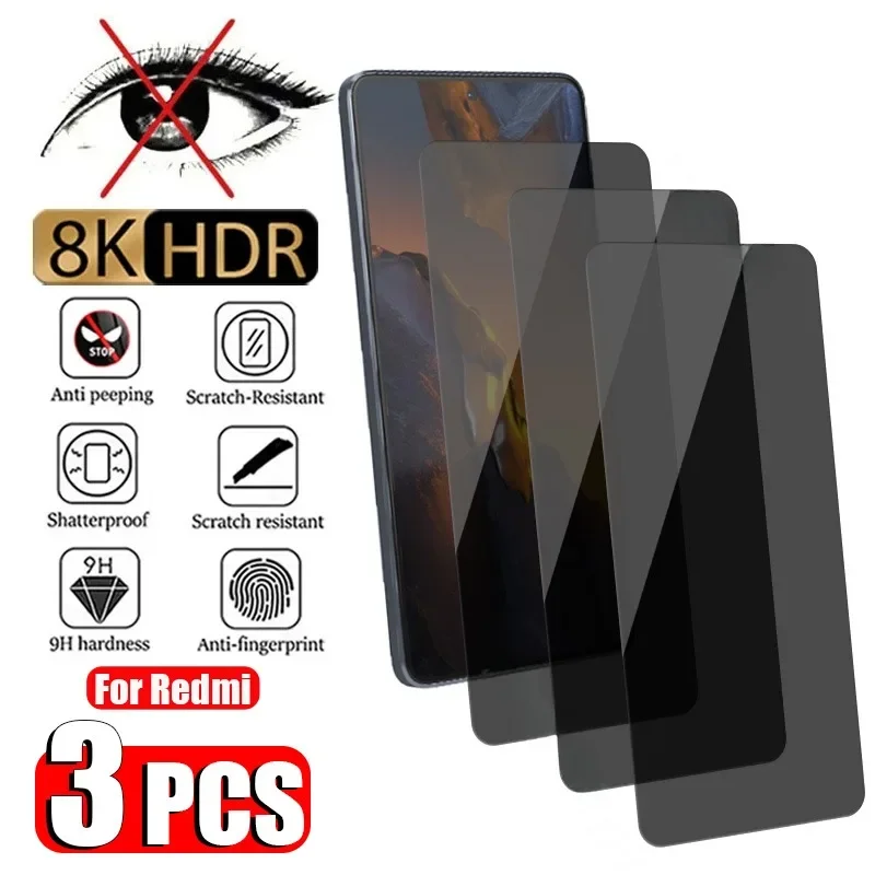 

3PCS Anti-spy Screen Protector For Redmi 10C 10 9C 9A 9 Note 11S S 9S Privacy Glass For Redmi Note 13 12 11 10 9 8 7 Pro 5G