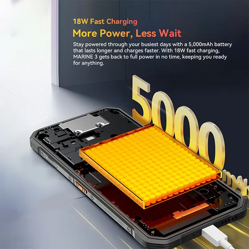 Blackview MARINE 2 Rugged Smartphone 6.56-inch HD+ IPS 90Hz Display 11000mAh  Android 15 16MP Camera NFC 8GB 128GB Cellphone - 4