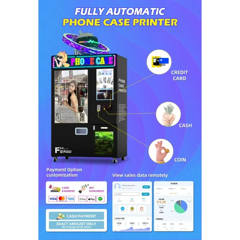 صنع في الصين مصنع الخدمة الذاتية الذكية آلة بيع طباعة حالة الهاتف الأوتوماتيكية بالكامل