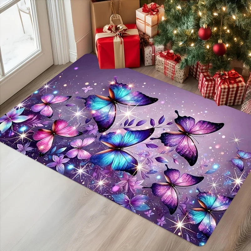 Cliff Waterfall Clear Blue Lake Mountain Scenery Print Soft Flannel Non Slip Door Mat Nature Landscape Doormat for Entry  Decor